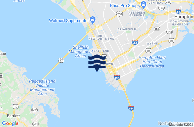 Mapa de mareas 0.15nm WSW of Pier No.2, United States