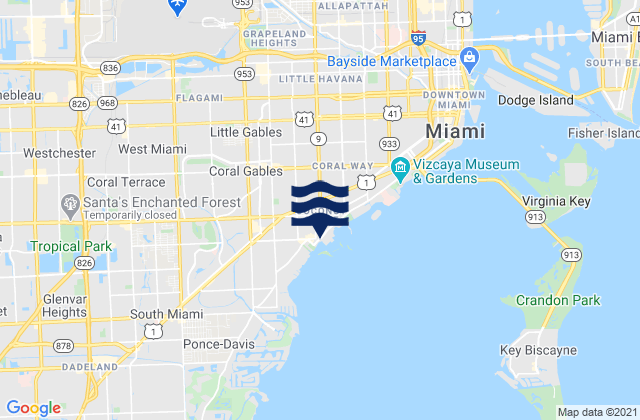 Mapa de mareas 21st Street (Miami), United States