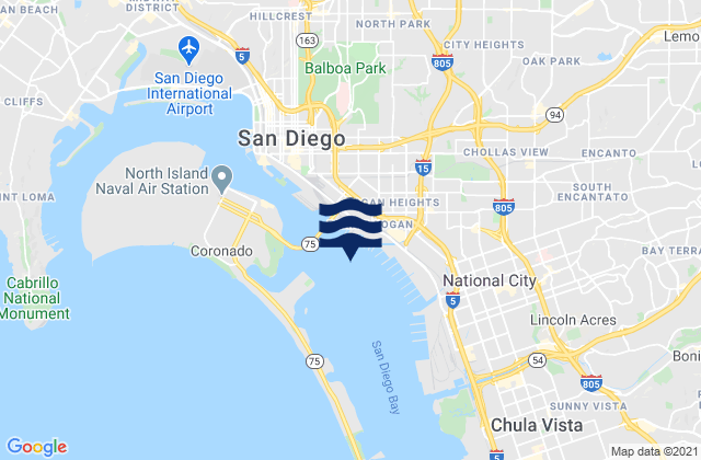 Mapa de mareas 28th St. Pier (San Diego) 0.35 nmi. SW, United States