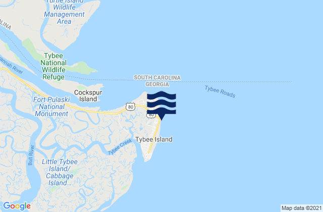 Mapa de mareas 2nd Street (Tybee Island), United States