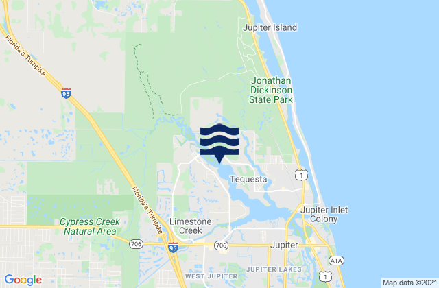 Mapa de mareas 3 Miles Above A1A Highway Bridge, United States
