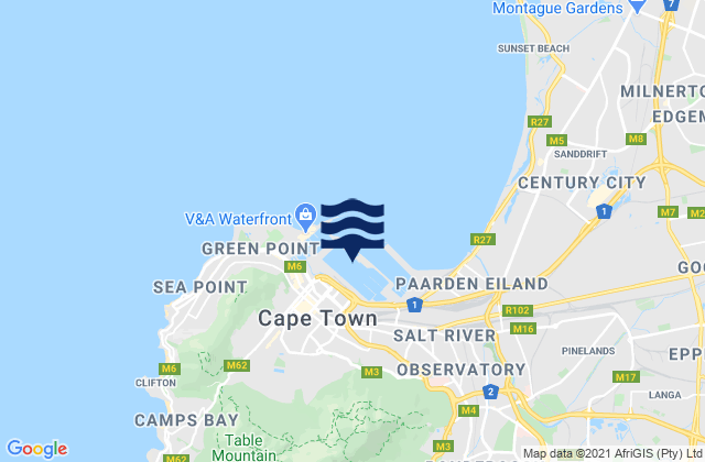Mapa de mareas 365s, South Africa