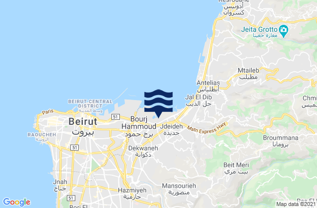 Mapa de mareas Aaley, Lebanon