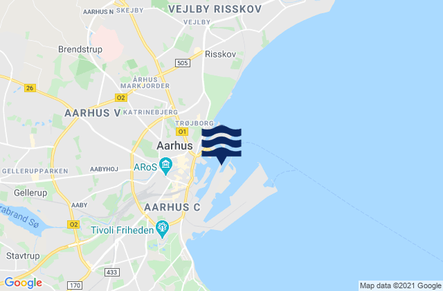 Mapa de mareas Aarhus Harbour, Denmark