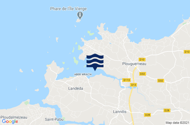 Mapa de mareas Aber Vrac'h, France