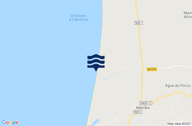 Mapa de mareas Aberta A Nova, Portugal