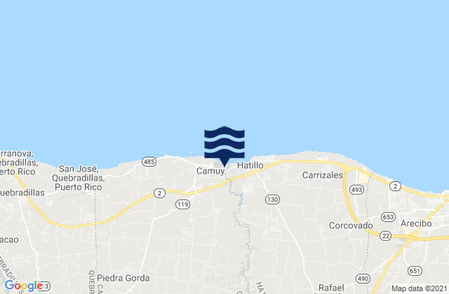 Mapa de mareas Abra Honda Barrio, Puerto Rico