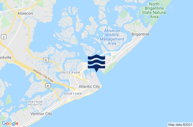 Mapa de mareas Absecon Inlet, United States