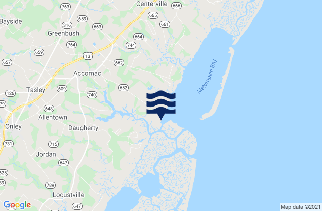 Mapa de mareas Accomac, United States