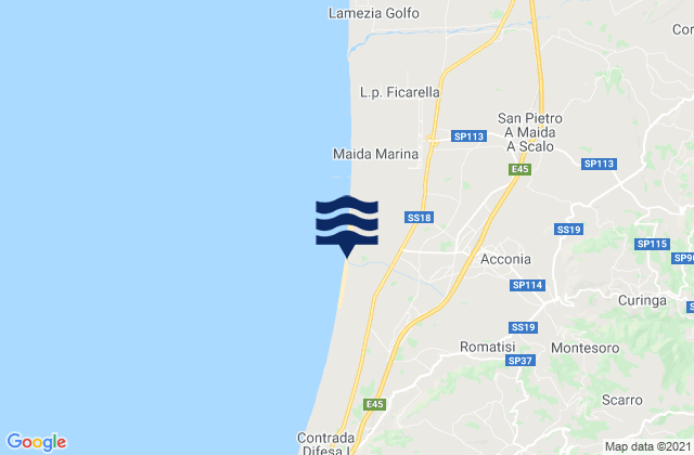 Mapa de mareas Acconia, Italy