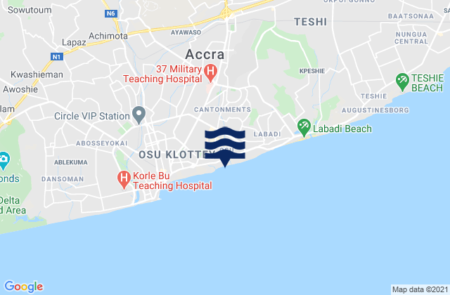 Mapa de mareas Accra, Ghana