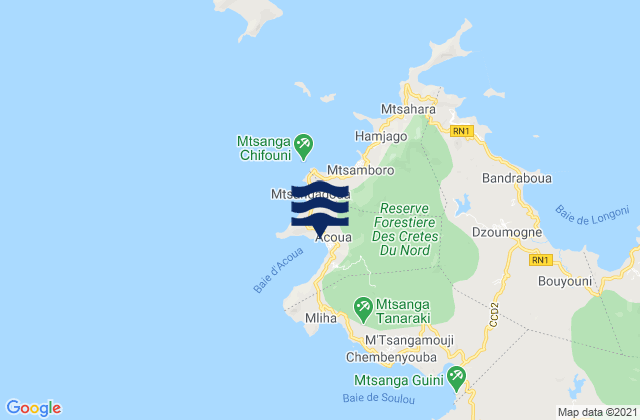 Mapa de mareas Acoua, Mayotte