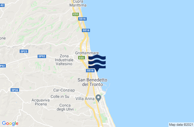 Mapa de mareas Acquaviva Picena, Italy