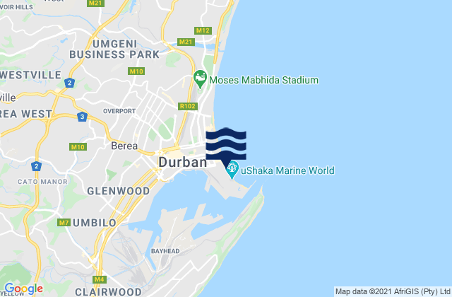 Mapa de mareas Addington (South Beach), South Africa