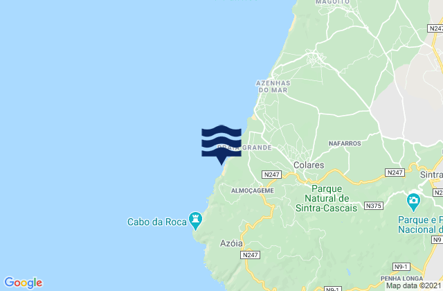 Mapa de mareas Adraga, Portugal