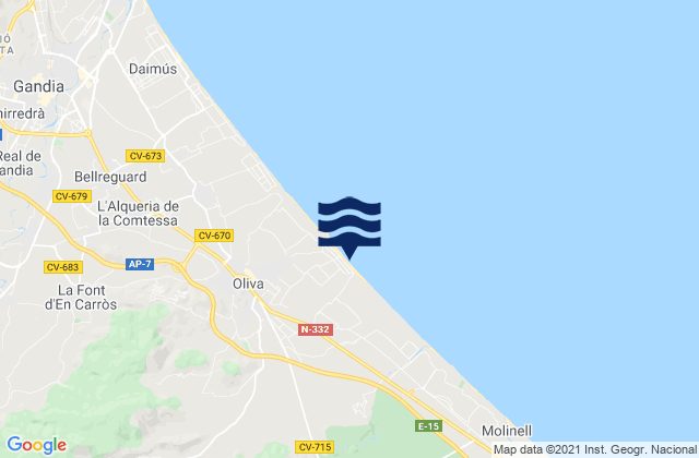 Mapa de mareas Adsubia, Spain