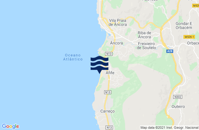Mapa de mareas Afife, Portugal