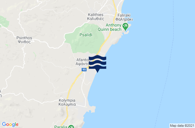 Mapa de mareas Afántou, Greece