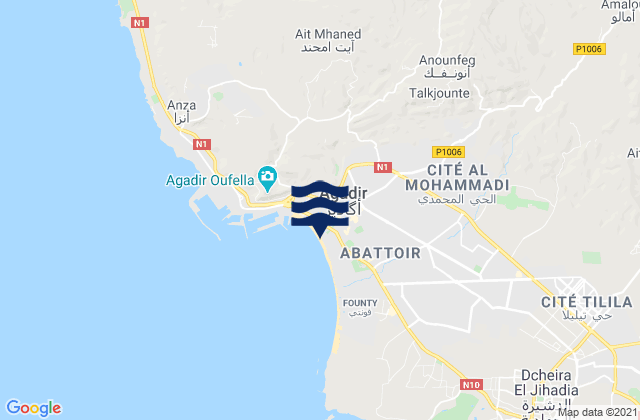 Mapa de mareas Agadir, Morocco