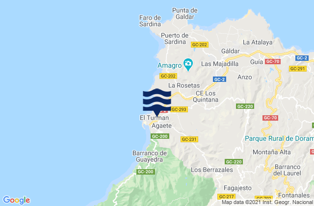 Mapa de mareas Agaete, Spain