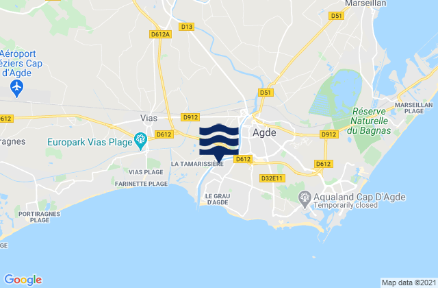 Mapa de mareas Agde, France