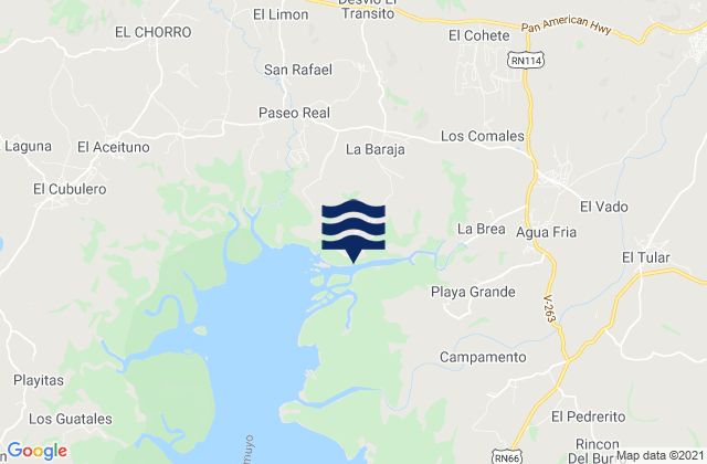 Mapa de mareas Agua Fría, Honduras
