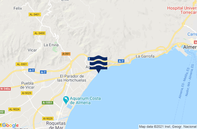 Mapa de mareas Aguadulce, Spain
