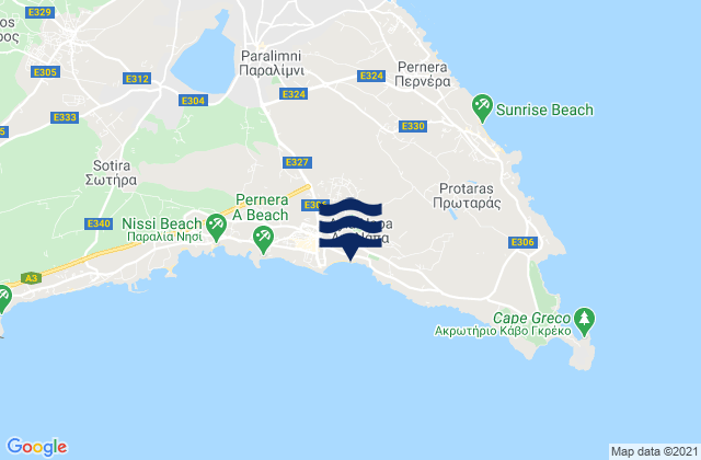 Mapa de mareas Agía Nápa, Cyprus