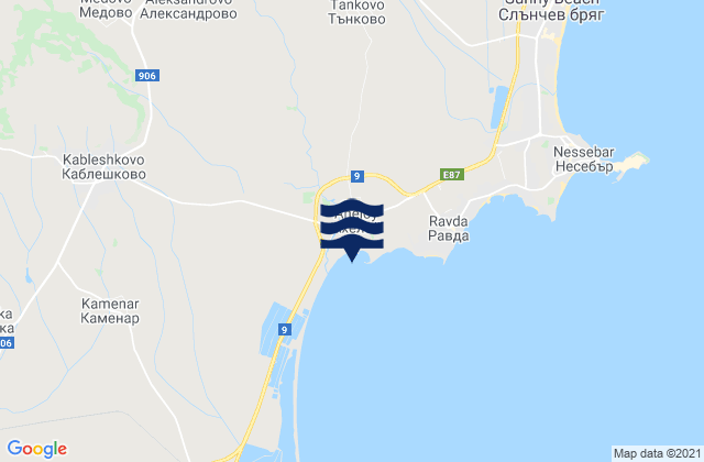 Mapa de mareas Aheloy, Bulgaria