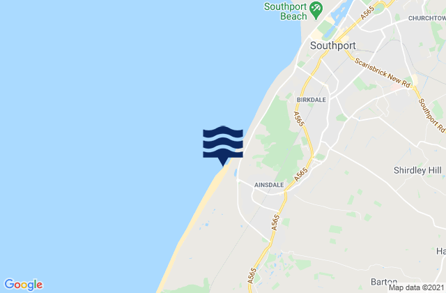 Mapa de mareas Ainsdale Beach, United Kingdom