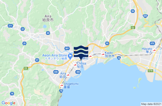 Mapa de mareas Aira Shi, Japan
