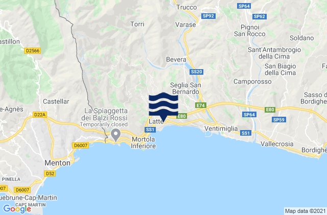 Mapa de mareas Airole, Italy