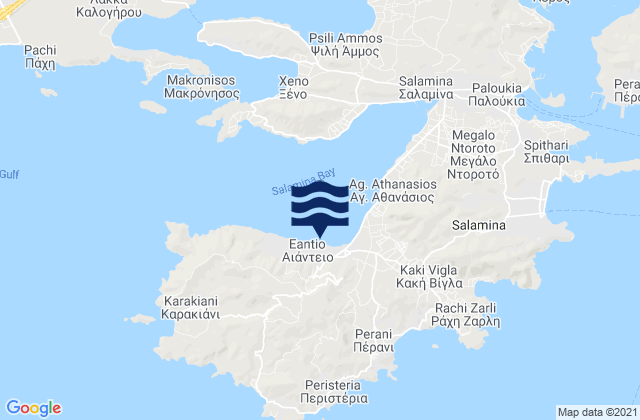 Mapa de mareas Aiánteio, Greece