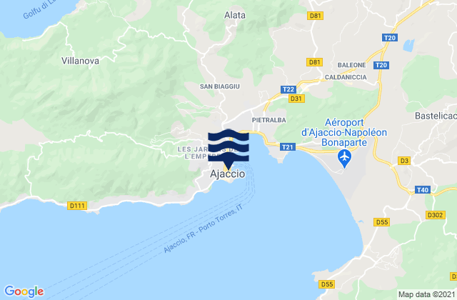 Mapa de mareas Ajaccio, France
