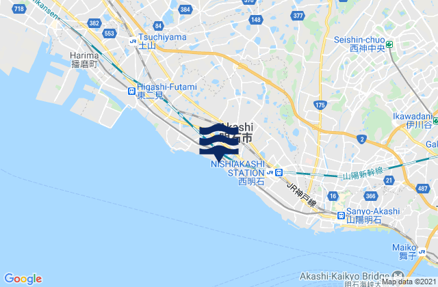 Mapa de mareas Akashi Shi, Japan