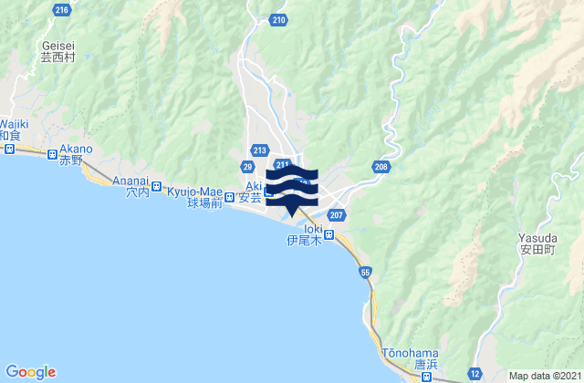 Mapa de mareas Aki Shi, Japan