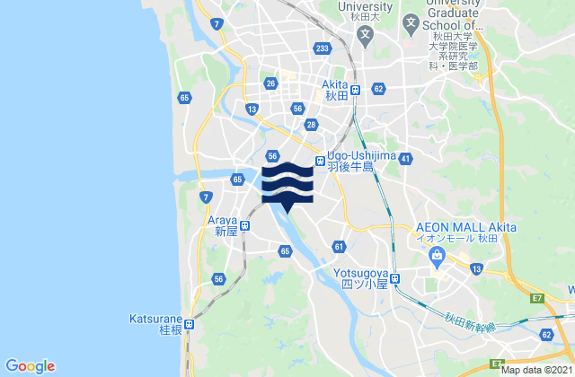 Mapa de mareas Akita Shi, Japan