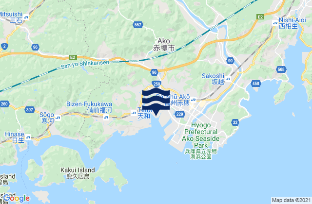 Mapa de mareas Ako (Harima Nada), Japan