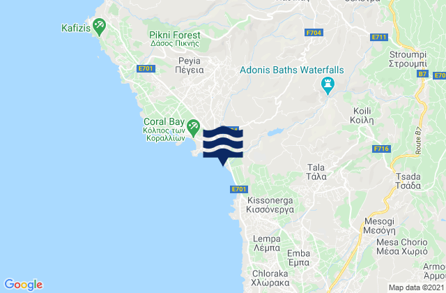 Mapa de mareas Akoursós, Cyprus