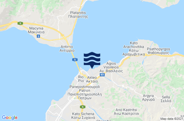 Mapa de mareas Aktaío, Greece