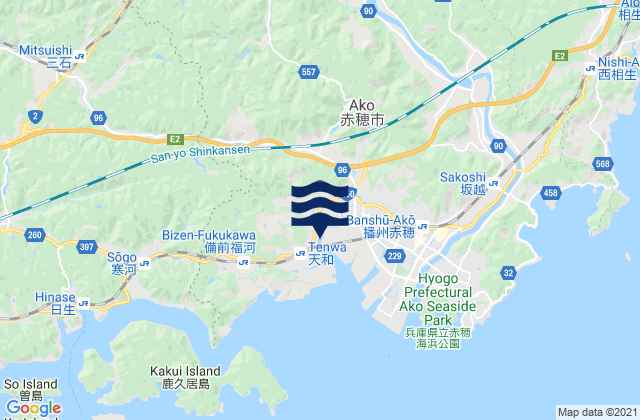 Mapa de mareas Akō Shi, Japan