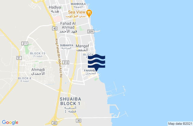 Mapa de mareas Al Faḩāḩīl, Kuwait