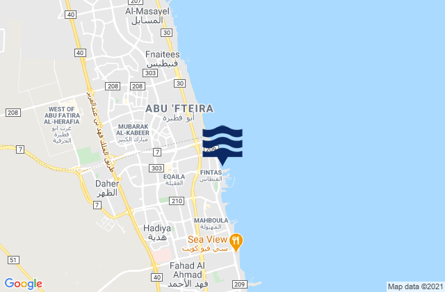 Mapa de mareas Al Finţās, Kuwait