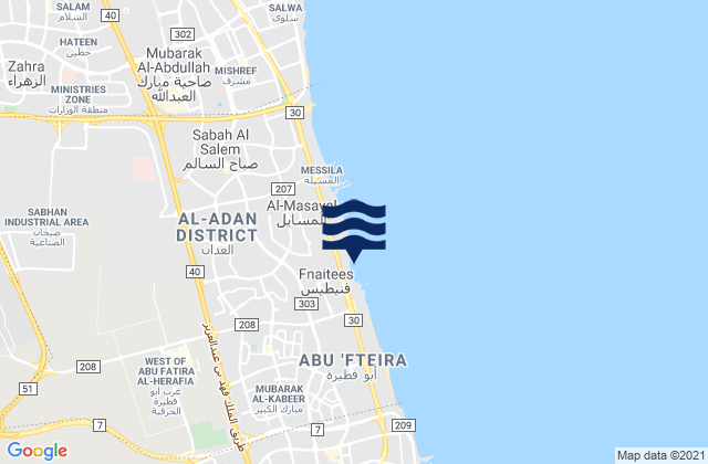Mapa de mareas Al Funayţīs, Kuwait