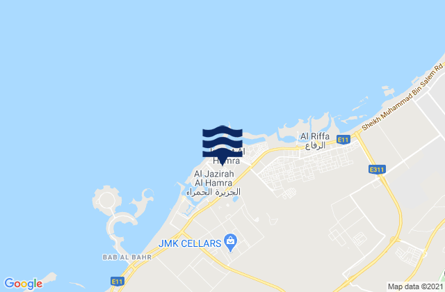 Mapa de mareas Al Jazirah Al Hamra, United Arab Emirates
