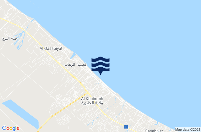 Mapa de mareas Al Khābūrah, Oman