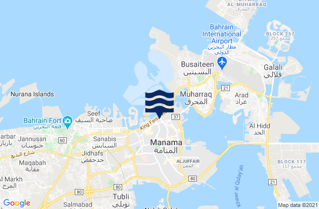Mapa de mareas Al Manamah Harbor, Saudi Arabia