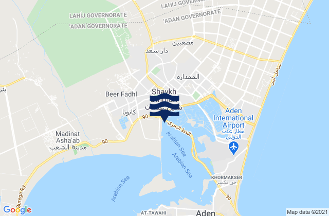 Mapa de mareas Al Mansura, Yemen