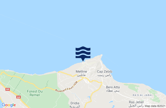 Mapa de mareas Al Matlīn, Tunisia