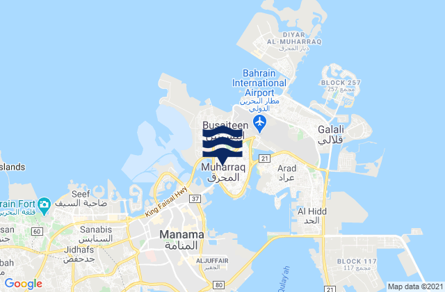 Mapa de mareas Al Muharraq, Bahrain